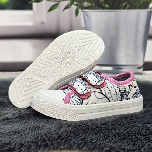 Кеди дитячі для дівчинки Weestep білі з рожевим на липучках 7333