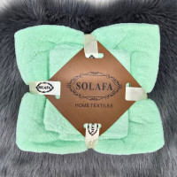 Набор полотенец микрофибра баня + кухня Solafa мятного цвета 94