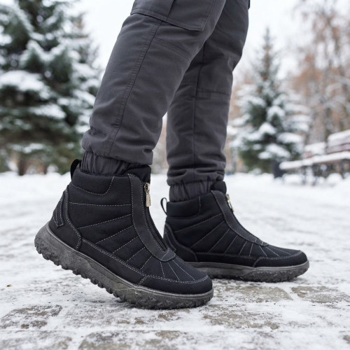 Черевики чоловічі зимові Dago Style чорні короткі на блискавці 6182