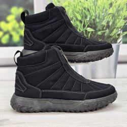 Черевики чоловічі зимові Dago Style чорні короткі на блискавці 6182 Черевики чоловічі зимові Dago Style чорні короткі на блискавці 6182