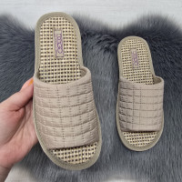 Тапочки жіночі домашні Dago Style кавові текстильні з відкритим носком 8627