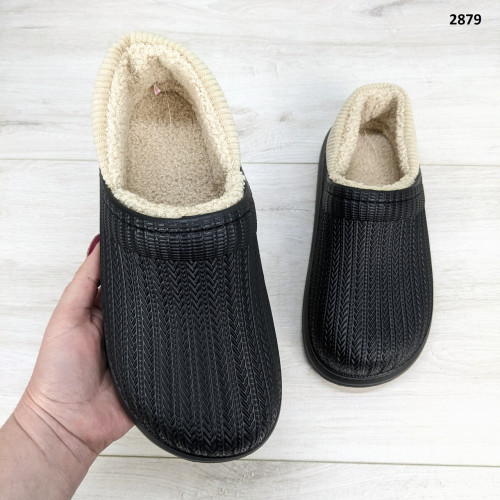 Калоші без задника сабо на хутрі жіночі Dago Style чорні 2879