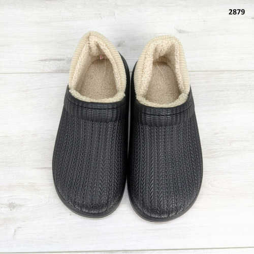 Калоші без задника сабо на хутрі жіночі Dago Style чорні 2879